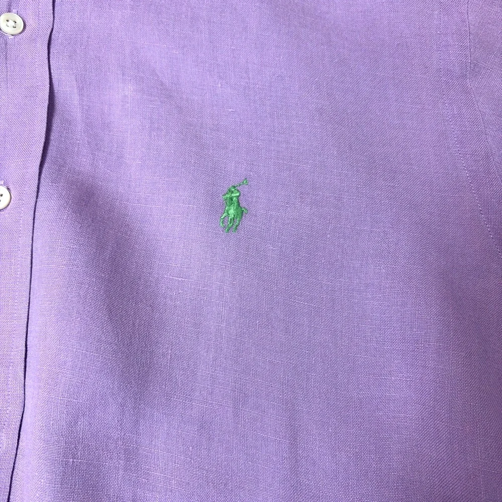 Polo Ralph Lauren Linen Shirt Men's L Classic Fit PURPLE Button Up Short Sleeve